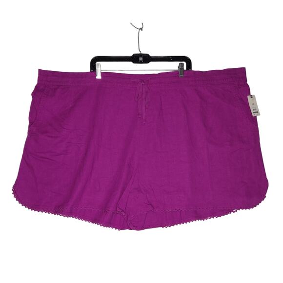 TERRA & SKY Purple Soft Shorts W/Trim Elastic Back, Waist Pockets -Size: 5X - Picture 4 of 6